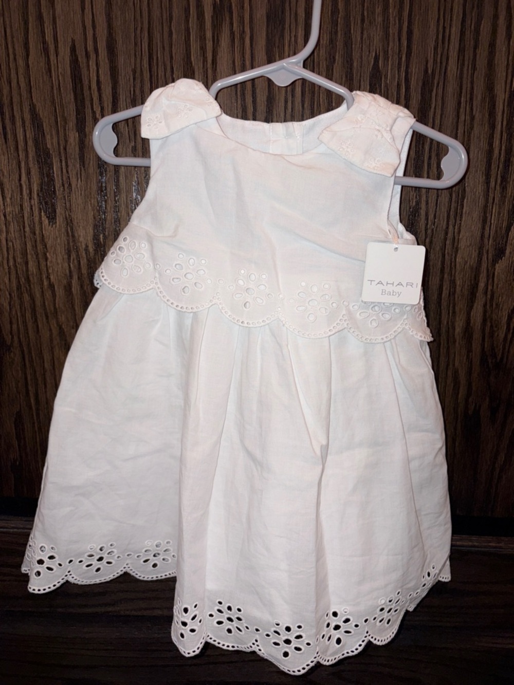 Tahari White Eyelet Scallop Dress for Girls